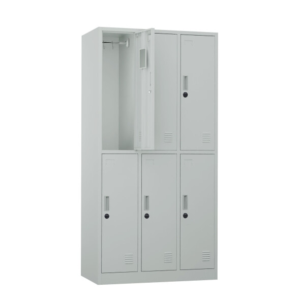 Szafa skrytkowa ubraniowa 6-drzwiowa, zamek elektroniczny, 1800x900x500 mm, szara - TechViking #2