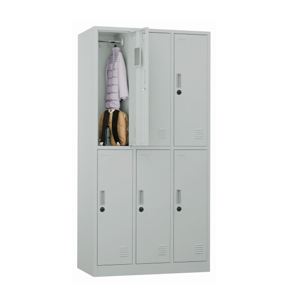 Szafa skrytkowa ubraniowa 6-drzwiowa, zamek elektroniczny, 1800x900x500 mm, szara - TechViking #3