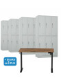 4 x Szafa skrytkowa ubraniowa 6-drzwiowa, 1800x900x500 mm, orzech/czarne + 1x Biurko z elektryczną regulacją wysokości, orzech/czarne za 1 zł - TechViking