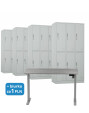 4 x Szafa skrytkowa ubraniowa 6-drzwiowa, 1800x900x500 mm, szara + 1x Biurko z elektryczną regulacją wysokości, szare za 1 zł - TechViking