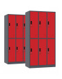 2 xSzafa skrytkowa ubraniowa 6-drzwiowa, 1800x900x500 mm, grafitowo-czerwona - TechViking
