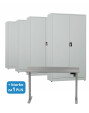 4x Biurowa szafa metalowa na dokumenty, 1950x1000x435 mm, szara + 1x Biurko z elektryczną regulacją wysokości, szare za 1 zł - TechViking