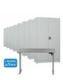 8x Biurowa szafa metalowa na dokumenty, 1950x1000x435 mm, szara + 1x Biurko z elektryczną regulacją wysokości, szare za 1 zł - TechViking