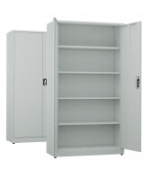 2x Biurowa szafa metalowa na dokumenty, 1950x1000x435 mm, szara - TechViking