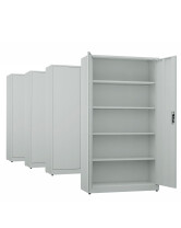 4x Biurowa szafa metalowa na dokumenty, 1950x1000x435 mm, szara - TechViking