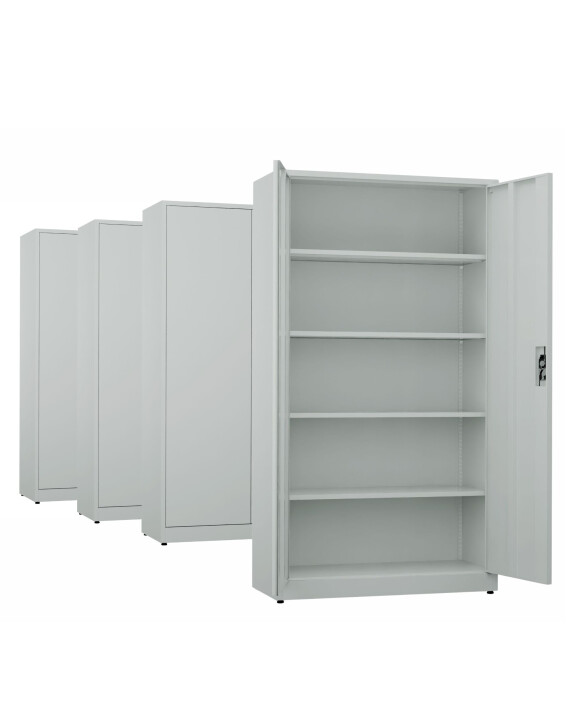 4x Biurowa szafa metalowa na dokumenty, 1950x1000x435 mm, szara - TechViking