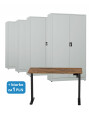4x Biurowa szafa metalowa na dokumenty, 1950x1000x435 mm, szara + 1x Biurko z elektryczną regulacją wysokości, orzech/czarne za 1 zł - TechViking