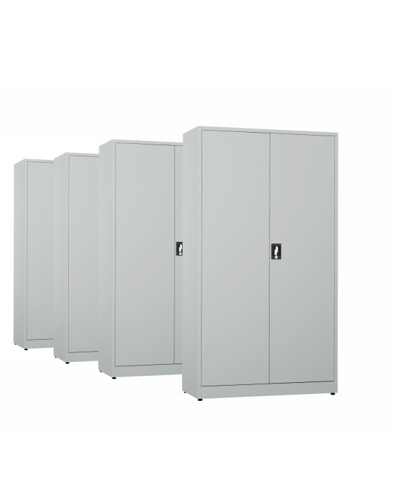 4x Biurowa szafa metalowa na dokumenty, 1950x1000x435 mm, szara - TechViking