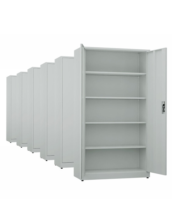 6x Biurowa szafa metalowa na dokumenty, 1950x1000x435 mm, szara - TechViking