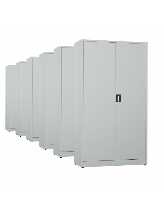 6x Biurowa szafa metalowa na dokumenty, 1950x1000x435 mm, szara - TechViking
