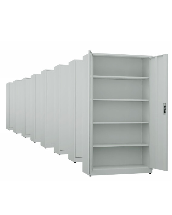 8x Biurowa szafa metalowa na dokumenty, 1950x1000x435 mm, szara - TechViking