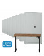 8x Biurowa szafa metalowa na dokumenty, 1950x1000x435 mm, szara + 1x Biurko z elektryczną regulacją wysokości, orzech/czarne za 1 zł - TechViking