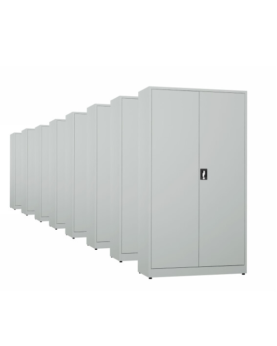 8x Biurowa szafa metalowa na dokumenty, 1950x1000x435 mm, szara - TechViking