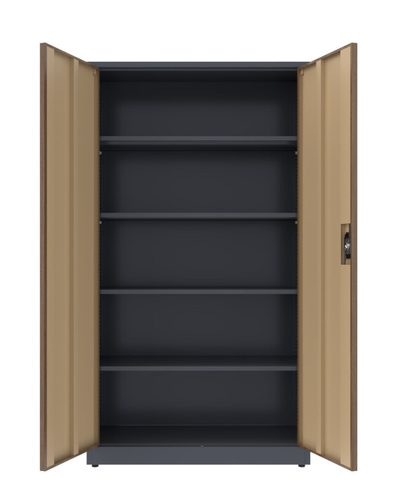 Biurowa szafa metalowa na dokumenty, 1950x1000x435 mm, NATURAL: grafitowa/orzech - TechViking