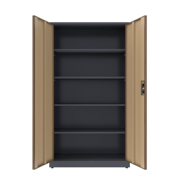 2x Biurowa szafa metalowa na dokumenty, 1950x1000x435 mm, NATURAL: grafitowa/orzech - TechViking #2