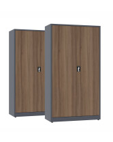 2x Biurowa szafa metalowa na dokumenty, 1950x1000x435 mm, NATURAL: grafitowa/orzech - TechViking