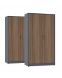 2x Biurowa szafa metalowa na dokumenty, 1950x1000x435 mm, NATURAL: grafitowa/orzech - TechViking