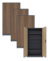 4x Biurowa szafa metalowa na dokumenty, 1950x1000x435 mm, NATURAL: grafitowa/orzech - TechViking