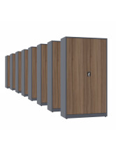 8x Biurowa szafa metalowa na dokumenty, 1950x1000x435 mm, NATURAL: grafitowa/orzech - TechViking