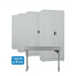 4x Biurowa szafa metalowa na dokumenty, 1950x800x435 mm, szara + 1x Biurko z elektryczną regulacją wysokości, szare za 1 zł - TechViking #1