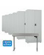 6x Biurowa szafa metalowa na dokumenty, 1950x800x435 mm, szara + 1x Biurko z elektryczną regulacją wysokości, szare za 1 zł - TechViking