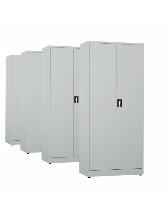 4x Biurowa szafa metalowa na dokumenty, 1950x800x435 mm, szara - TechViking