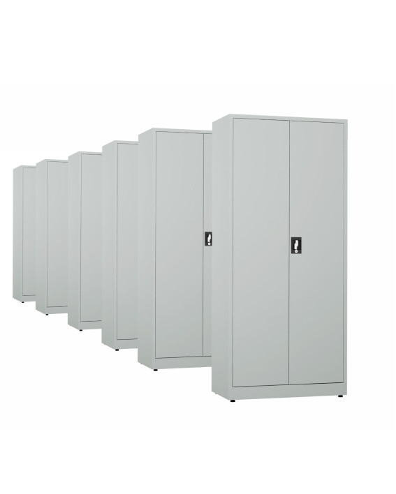 6x Biurowa szafa metalowa na dokumenty, 1950x800x435 mm, szara - TechViking