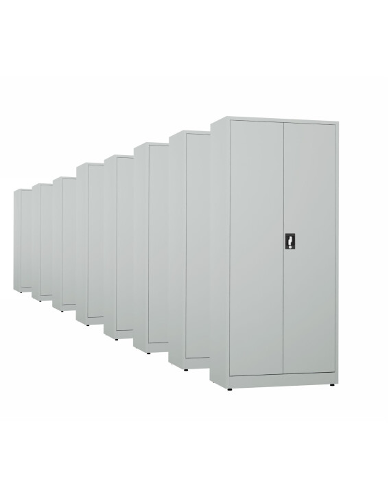 8x Biurowa szafa metalowa na dokumenty, 1950x800x435 mm, szara - TechViking