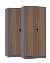 2x Biurowa szafa metalowa na dokumenty, 1950x800x435 mm, NATURAL: grafitowa/orzech - TechViking