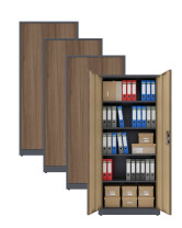 4x Biurowa szafa metalowa na dokumenty, 1950x800x435 mm, NATURAL: grafitowa/orzech - TechViking