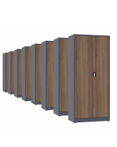 8x Biurowa szafa metalowa na dokumenty, 1950x800x435 mm, NATURAL: grafitowa/orzech - TechViking