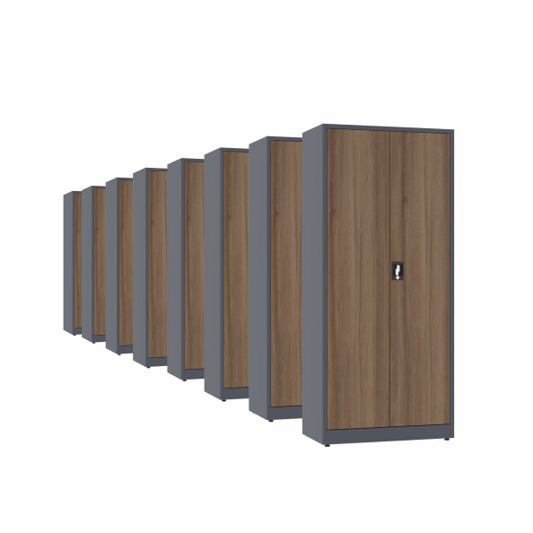 8x Biurowa szafa metalowa na dokumenty, 1950x800x435 mm, NATURAL: grafitowa/orzech - TechViking #1