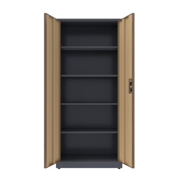 Biurowa szafa metalowa na dokumenty, 1950x800x435 mm, NATURAL: grafitowa/orzech - TechViking #3