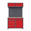 Stół warsztatowy 2030x1200x630 mm z nadbudową i szufladami, grafitowo-czerwony - TechViking #3