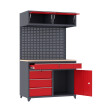 Stół warsztatowy 2030x1200x630 mm z nadbudową i szufladami, grafitowo-czerwony - TechViking #4