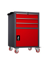 Mobilny kontenerek warsztatowy 850x560x600 mm, grafitowo-czerwony - TechViking