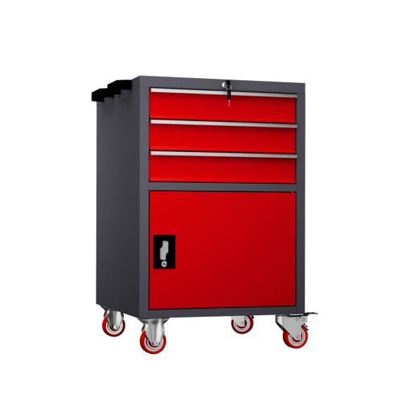 Mobilny kontenerek warsztatowy 850x560x600 mm, grafitowo-czerwony - TechViking #1