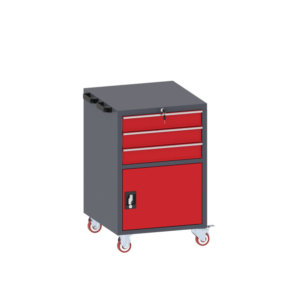 Mobilny kontenerek warsztatowy 850x560x600 mm, grafitowo-czerwony - TechViking #3