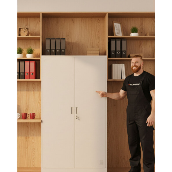 Metalowa szafa ubraniowo-gospodarcza, 1800x1000x500 mm, szara - TechViking #10