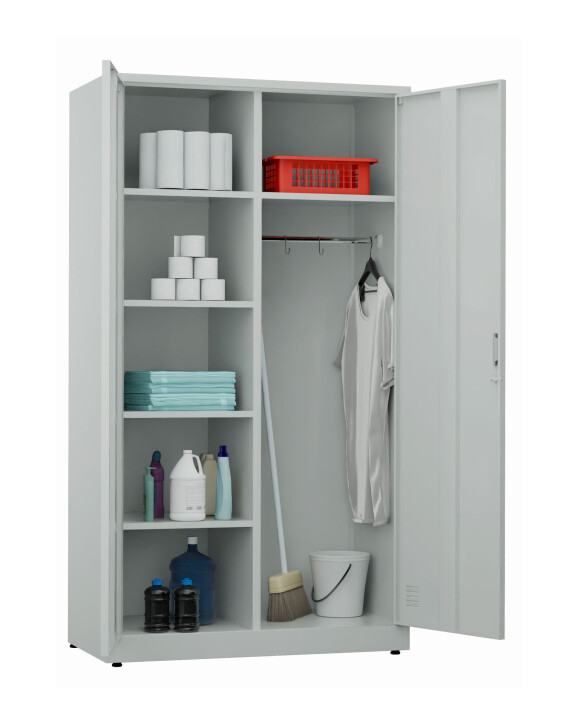 Metalowa szafa ubraniowo-gospodarcza, 1800x1000x500 mm, szara - TechViking