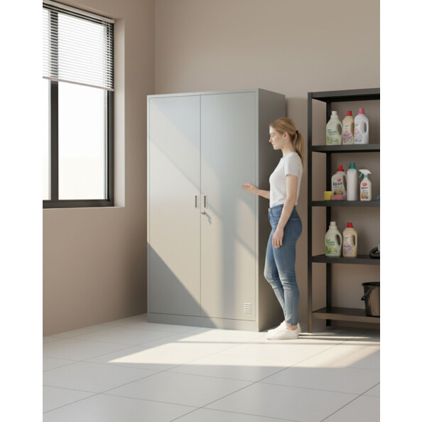 Metalowa szafa ubraniowo-gospodarcza, 1800x1000x500 mm, szara - TechViking #7