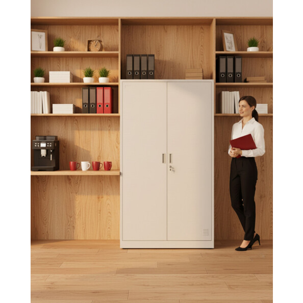 Metalowa szafa ubraniowo-gospodarcza, 1800x1000x500 mm, szara - TechViking #9