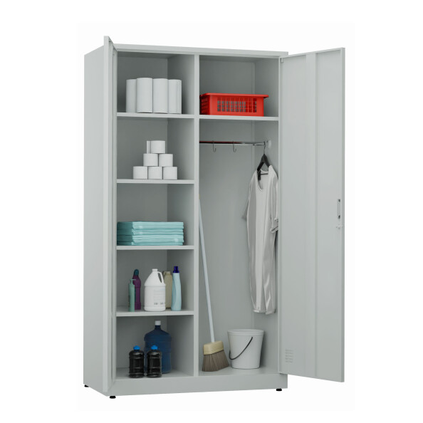Metalowa szafa ubraniowo-gospodarcza, zamek elektroniczny, 1800x1000x500 mm, szara - TechViking #3