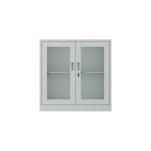 Metalowa szafa z przeszklonymi drzwiami, 900x900x400 mm, szara - TechViking #1