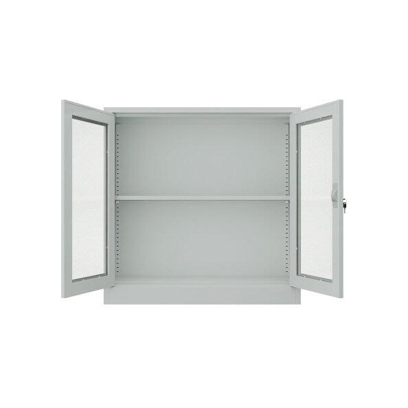 Metalowa szafa z przeszklonymi drzwiami, 900x900x400 mm, szara - TechViking #2