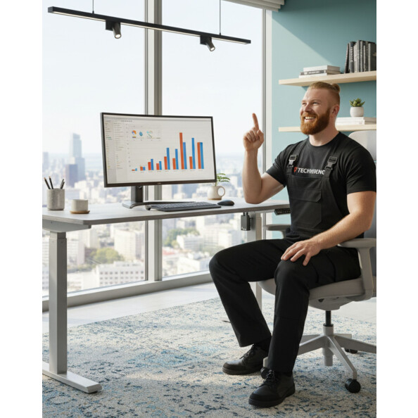 Biurko z elektryczną regulacją wysokości, 1200x600 mm, szare - TechViking #7