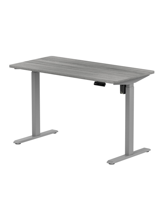 Biurko z elektryczną regulacją wysokości, blat w całości, 1200x600 mm, szare - TechViking