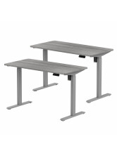 2x Biurko z elektryczną regulacją wysokości, 1200x600 mm, szare - TechViking