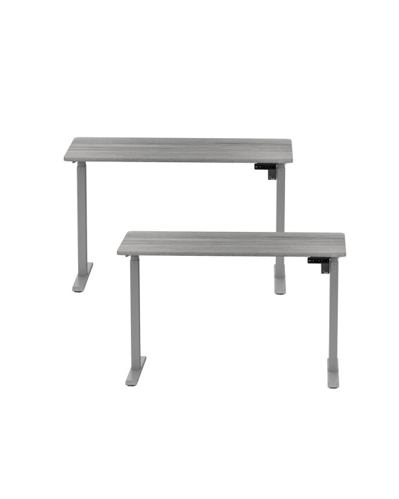 2x Biurko z elektryczną regulacją wysokości, 1200x600 mm, szare - TechViking