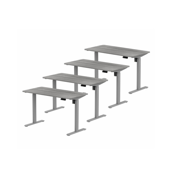 4x Biurko z elektryczną regulacją wysokości, 1200x600 mm, szare